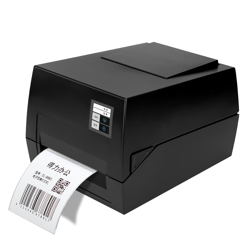 Deli DL-825T (NEW) Thermal Transfer Printer, Fixed Asset Express Delivery Warehouse 104mm Commercial Office Carbon Ribbon Label Sticker Barcode Printer, 300dpi High-Definition Model