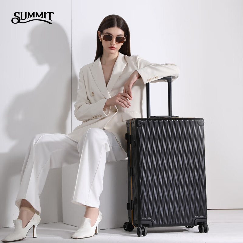 SUMMIT 20-inch Aluminum-Magnesium Alloy Luggage Full Metal Business High-End Travel Suitcase Pressure-Resistant Silent Wheels Trolley Case Blue