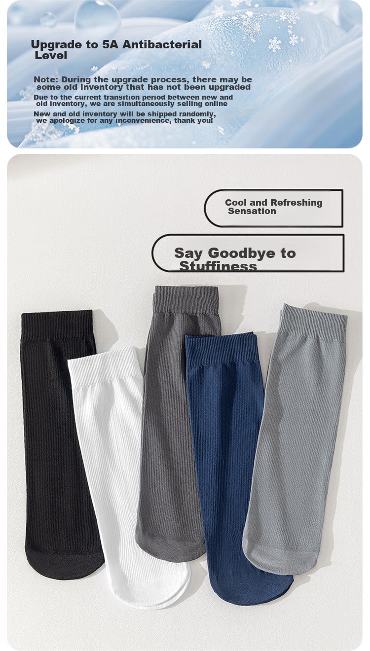 LangSha Men's Socks, Silk Stockings for Business, Casual Mid-Calf Socks for Spring And Summer, Silky Feel, Antibacterial, Breathable, Ultra-Thin Summer Short Socks 4