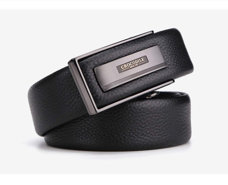 CROCODILE Men's Belt, Inner-Wear Style, Top-Grain Leather, Business Casual Fashion Automatic Buckle Belt 12575, Gift for Boyfriend 12
