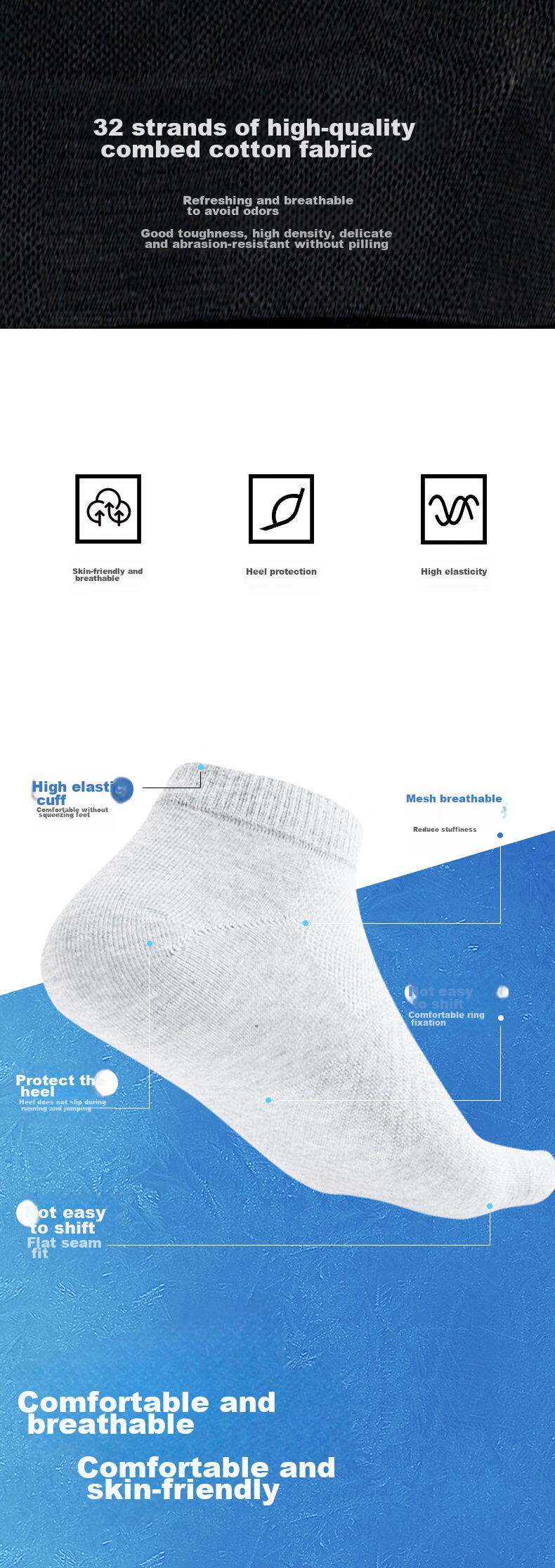 Anta Socks [3 Pairs] Sports Short Socks Comfortable Antibacterial Sweat-Absorbing Breathable Running Basketball Socks Unisex 11