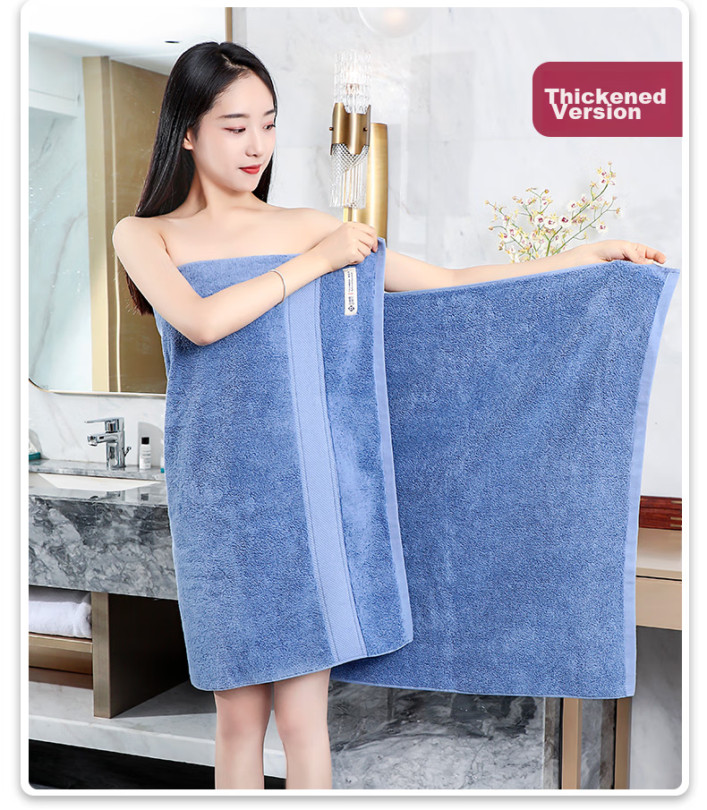 Grace Class A Pure Cotton Bath Towel for Men And Women, Extra Large And Thick Shower Towel, Xinjiang Long-Staple Cotton Wrap Towel, Blue, 650g, Sports 13