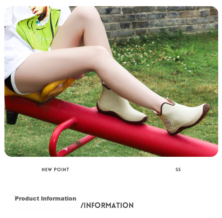 Jolly Walk New Women's Rain Boots, Low-Cut Fashion Waterproof Rain Shoes, Short Rubber Overshoes JW228-1 Orange 39 12