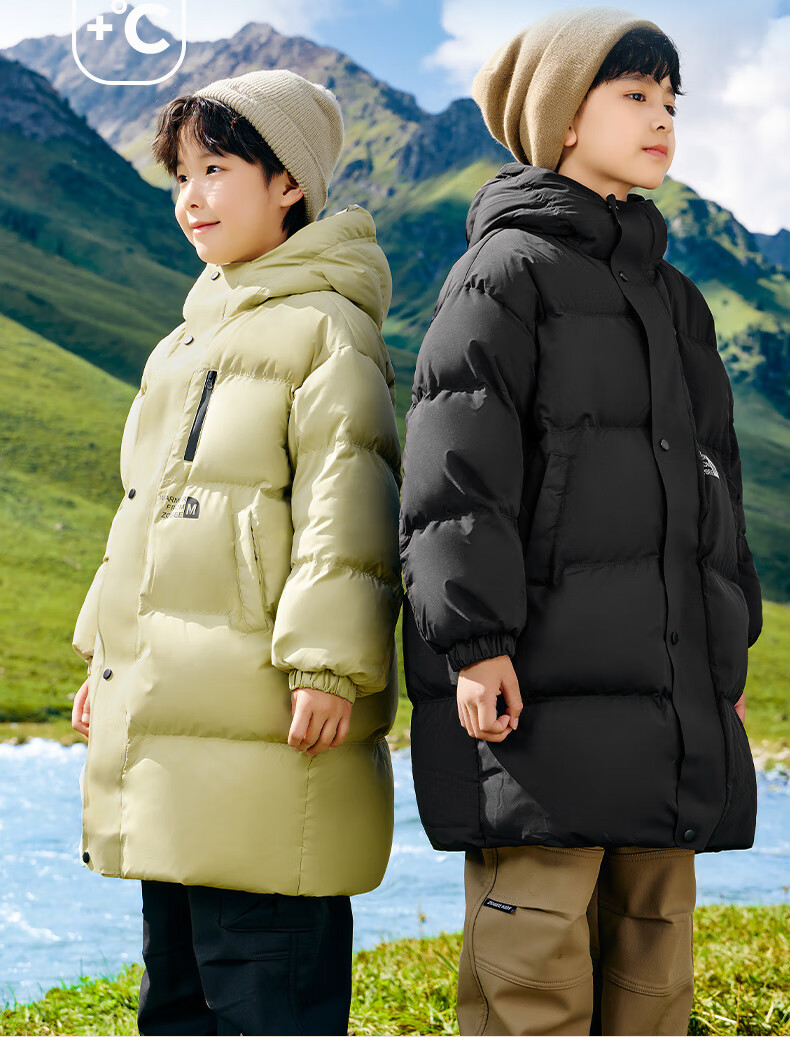 Zuoxi Boys' down Jacket, Long Style, Thickened New Design, Children's White Duck Down, Extreme Cold Black Gold Coat, Black, Size 110, New Year's Outfit 2
