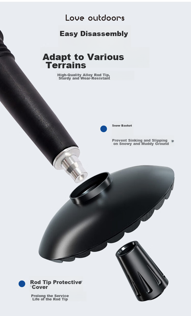 WhitePeak Trekking Pole, Folding Professional Outdoor Climbing Cane, Hiking Stick Equipment, Aluminum Alloy Ultra-Light Telescopic 7
