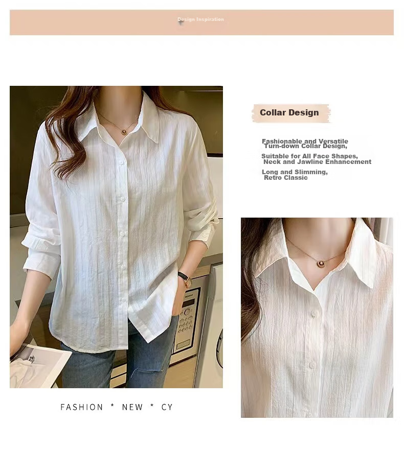 AOTUN Cotton Shirt for Women, Long Sleeve, Spring And Autumn Style, Casual Inner Wear Top AT3058, Picture Color, XL 4