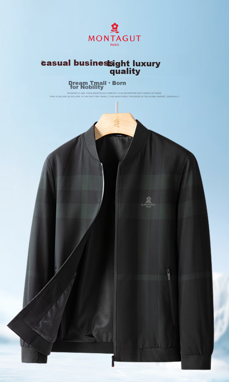 MONTAGUT Autumn Plaid Casual Business Men's Jacket, Durable And Easy-Care Coat for Men, JG, Black, Size M 3