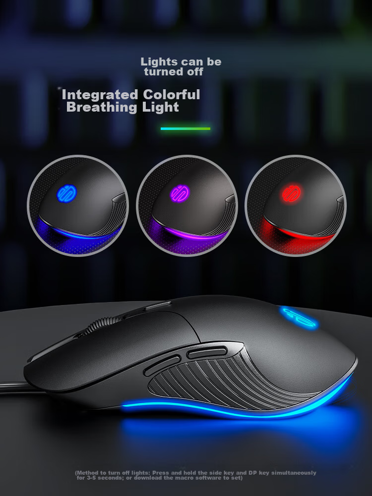 INPHIC B1 Wired Gaming Mouse, Macro Light-Sound Office Ergonomic USB Interface, Compatible with Laptops And Desktops, White 5