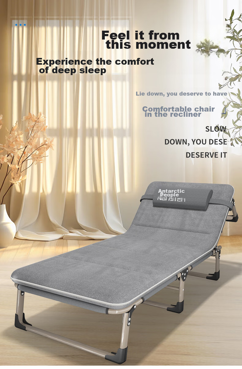 Nanjiren Folding Bed Lounge Chair Single Bed Lounge Chair Office Nap Lounger Siesta Bed Companion Bed Simple Camping Cot 68cm 2