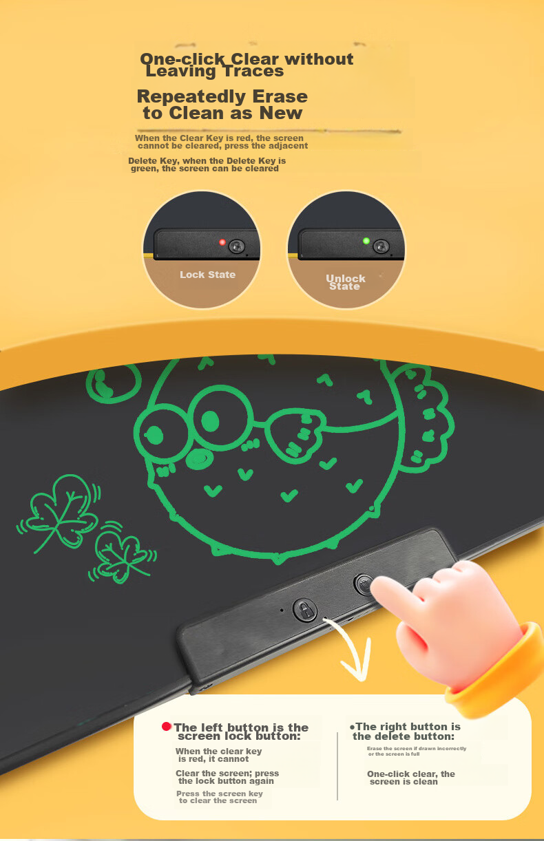 Newsmy 20-Inch Rechargeable LCD Large Screen Math Electronic Blackboard Writing Tablet for Children, Drawing Board for Office Use, Writing Pad for Boys And Girls, Children's Day Birthday Gift, Black 9