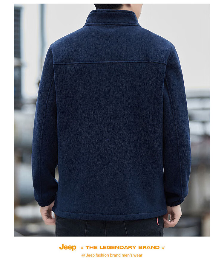 JEEP Men's Fleece Sweatshirt, Autumn And Winter Thick Warm Cardigan Jacket, Loose-Fitting Men's Clothing, Blue, XL 26