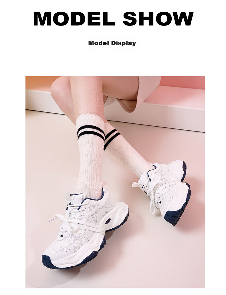 Kappa Women's Sneakers, Breathable Dad Shoes, New Autumn Casual Height-Increasing White Shoes for Women, Haichang Blue, Size 36 12