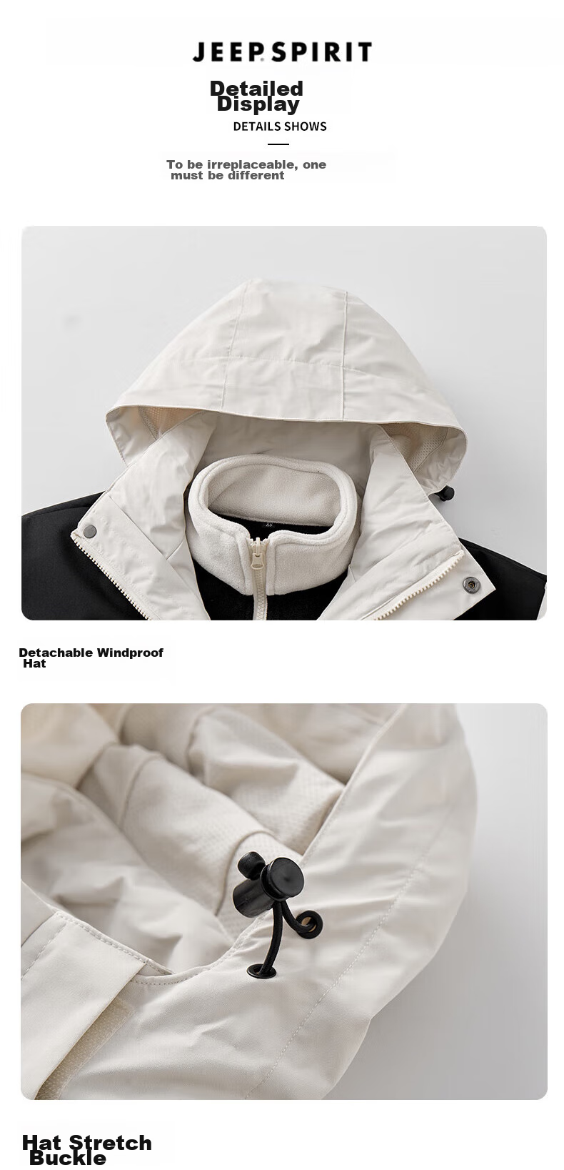 JEEP SPIRIT Windproof And Water-Resistant Single-Layer Outdoor Jacket for Men And Women, Warm Mountaineering Coat 19