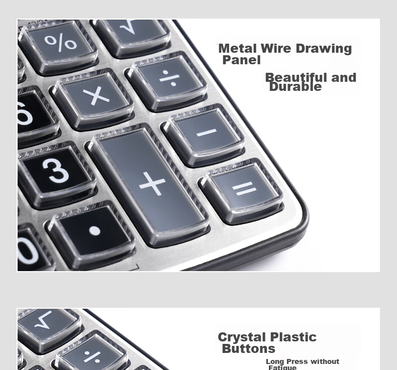 Deli [Super Popular] 12-Digit Metal Panel Voice Calculator, Crystal Large Buttons Large Screen Financial Calculator, Office Supplies, Bright Moon Silver 77550 12