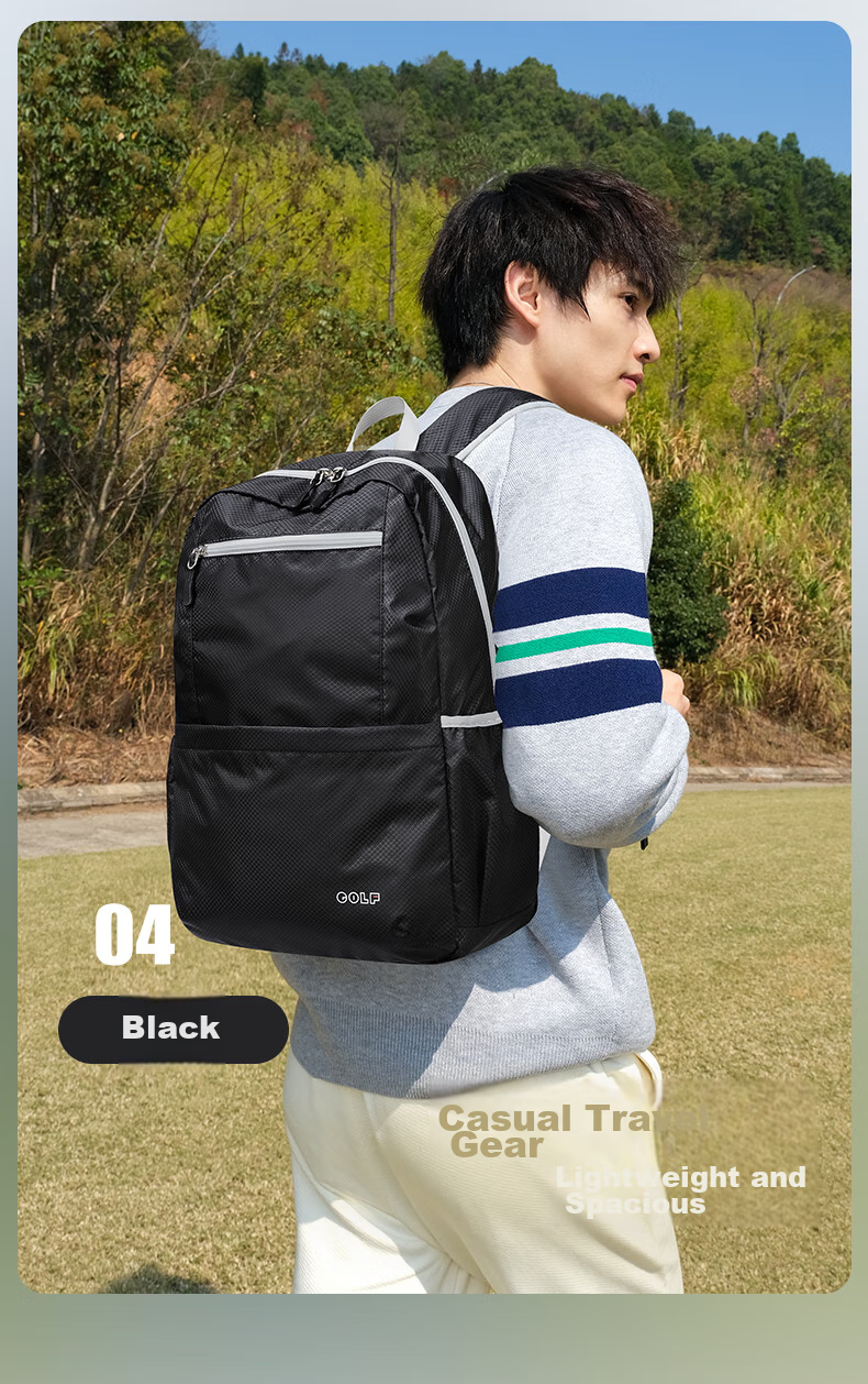 GOLF Foldable Backpack for Women And Men, Lightweight Water-Resistant Travel Bag, Outdoor Hiking Sports Fitness Pack 7