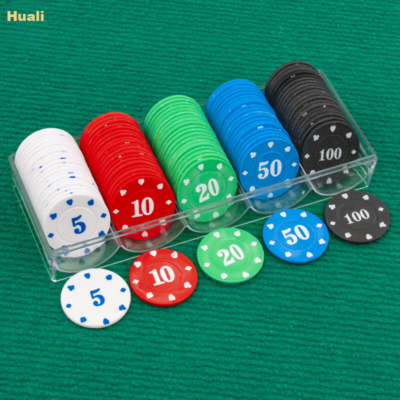 Huasheng Poker Chips Double-Sided Texas Hold'em Poker Chips H-021, 100 Pieces (5,10,20,50,100)