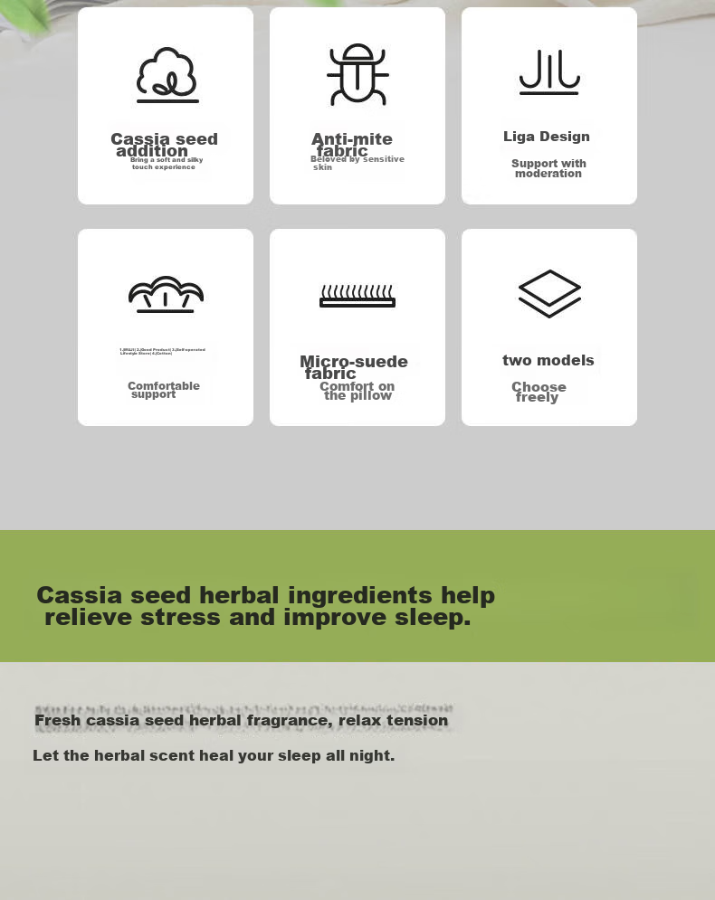 LOVO Pillow, Pillow Core with Cassia Seed Herbal Cervical Pillow, One Pair for Student Dormitory 2