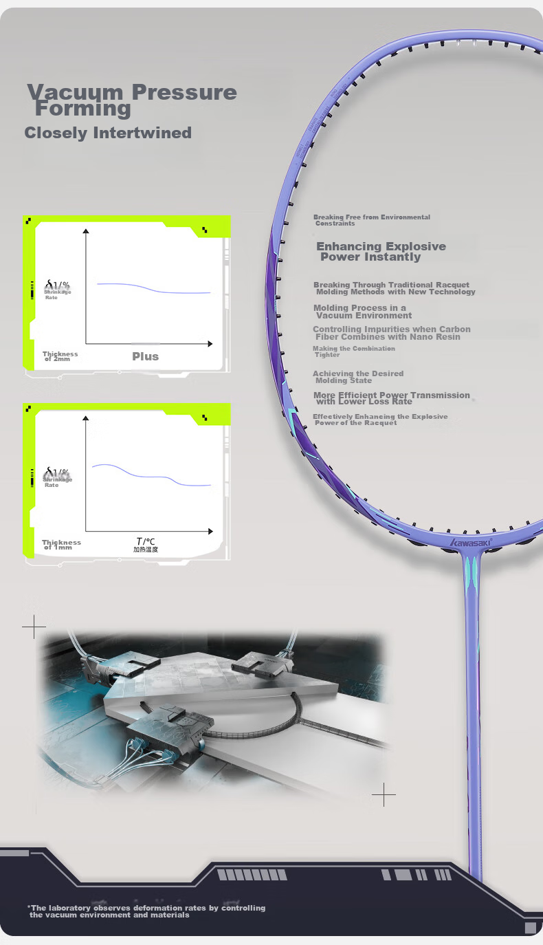 KAWASAKI Badminton Racket, Professional Full Carbon Ultra-Light High-Tension Offensive Single Racket, Cross White And Gray (Pre-Strung) 7