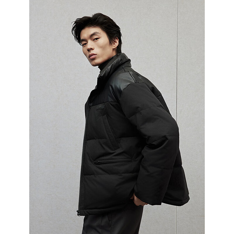GXG Men's Commuter Thick Cotton Jacket, Warm Coat, New for Winter 2024, Black, Size 175/L