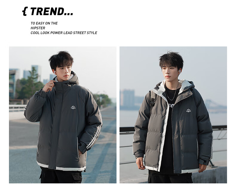 Warrior Cotton Jacket for Men, Winter Thickened Warm Coat, Cold-Resistant Padded Outerwear, Versatile Hooded Puffer Jacket, Outdoor Sports Cotton Clothing 23