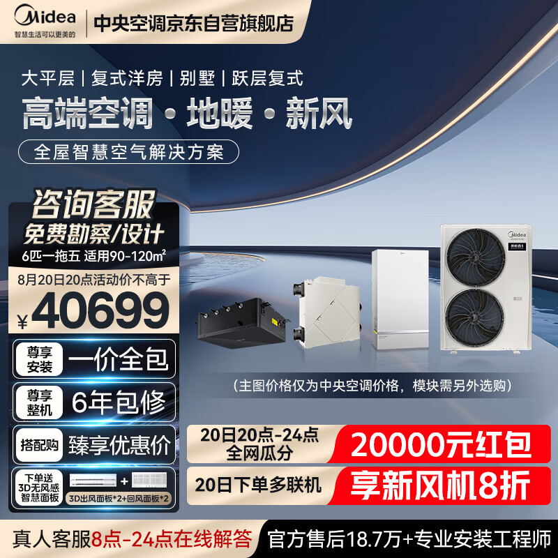 美的（Midea）中央空调小多联机领航者三代6匹一拖五一级能效智能家电嵌入式空调MJV-140W-E01-LHⅢ