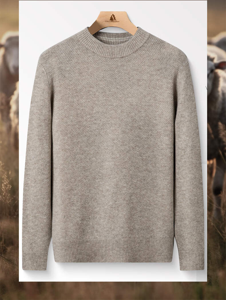 FIRS 100% Wool Sweater for Men [Thickened Version], Winter Warm Round Neck Pullover Knit Base Layer, Men's Clothing 2