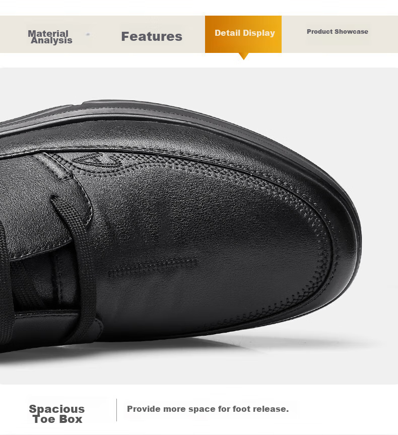 Qiangren Breathable Simple Business Leather Shoes, Soft Upper And Sole, Commuter Work Shoes for Men, JDA3512009, Black, Size 38 8