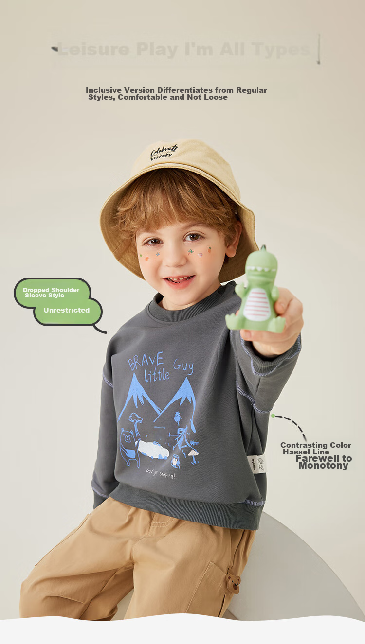 MQDMINI Boys' Sweatshirt, Children's Round Neck Top, Stylish And Trendy Clothing for Young Kids, French Toast Bluebell 5