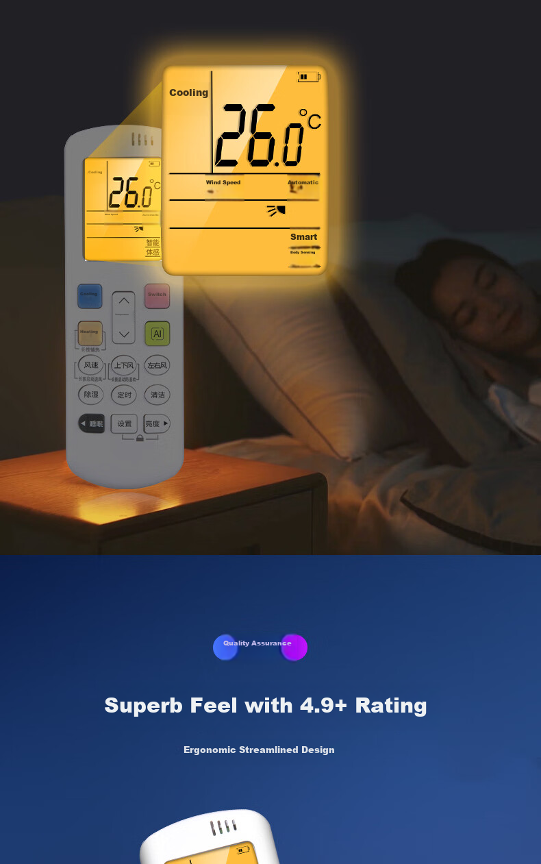 Accoona Universal Remote Control Compatible with Hisense Kelong Air Conditioners, Suitable for New Air Central Air Conditioning Wall-Mounted And Floor-Standing Inverter Units, Model RCH, RCK, KFR, Y26GW/35GW 9