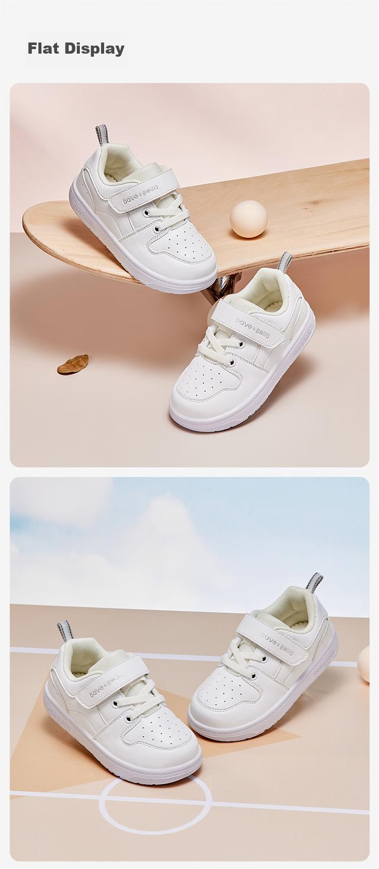 DAVE & BELLA Girls' Sneakers, Children's Baby White Shoes, Soft-Soled Shoes, Spring Boys' Kindergarten Children's Functional Shoes 10