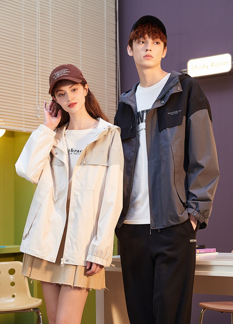 TonLion Spring And Autumn New Men's Jacket, Patchwork Hooded Outdoor Coat, Loose-Fitting Versatile Workwear Jacket 15
