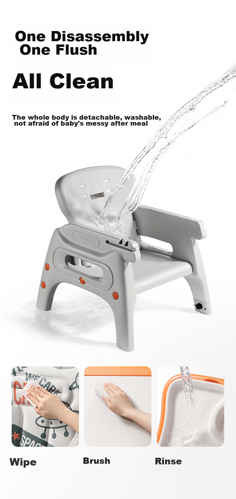 Babycare Multifunctional Baby High Chair, Safe And Anti-Fall Children's Dining Seat, Suitable for 6 Months+, Taler Gree 7