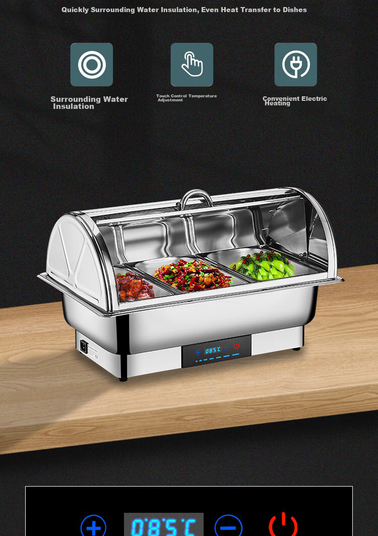 Vnash Buffet Warmer, Electric Heating, 13L Self-Service Food Warmer, Hotel And Office Smart Restaurant Breakfast Warming Station, Single Compartment 10