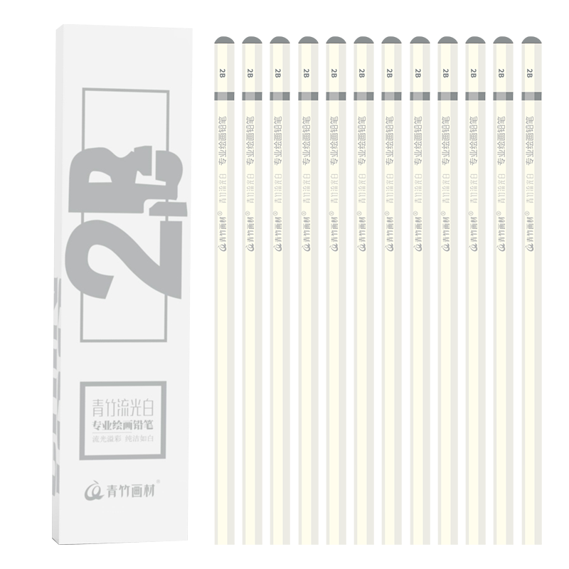 CHINJOO Flowing Light White Sketch Professional Charcoal Pencil Art Student-Specific Drawing 14B Sketching Pencil Drawing Set of 12, 6B Art Sketching