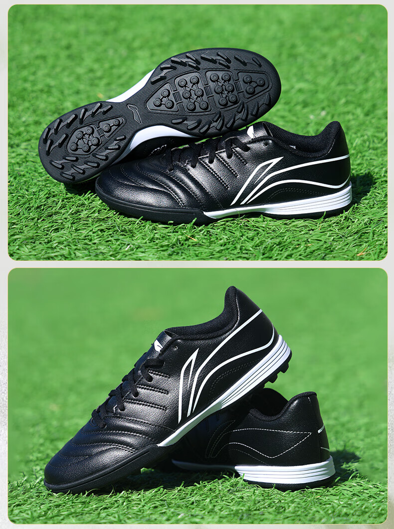 Li-Ning Soccer Shoes for Adults, Men's Cleats, Big Kids And Teenagers, Professional Competition Training Shoes, Non-Slip Breathable Cleats, White, Size 43 18