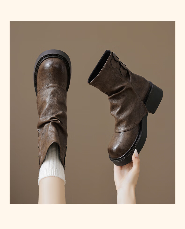 Daphne Meilad Women's Short Stacked Boots 2026 New Spring Xinjiang Travel Pants Leg Height Increasing Thick Sole Martin Boots 9