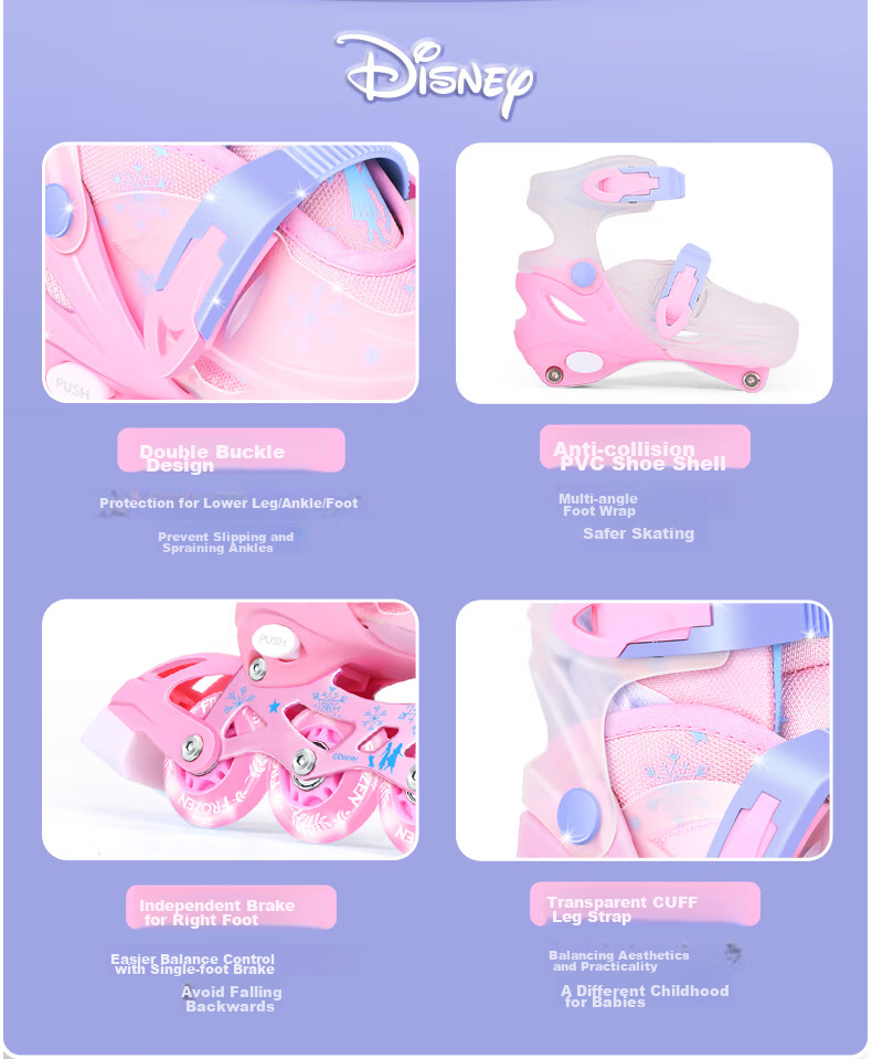 Disney Roller Skates for Children Aged 3-6 Full Light-Up Beginner Set Inline Skates for Girls And Boys with Straight Wheels 10