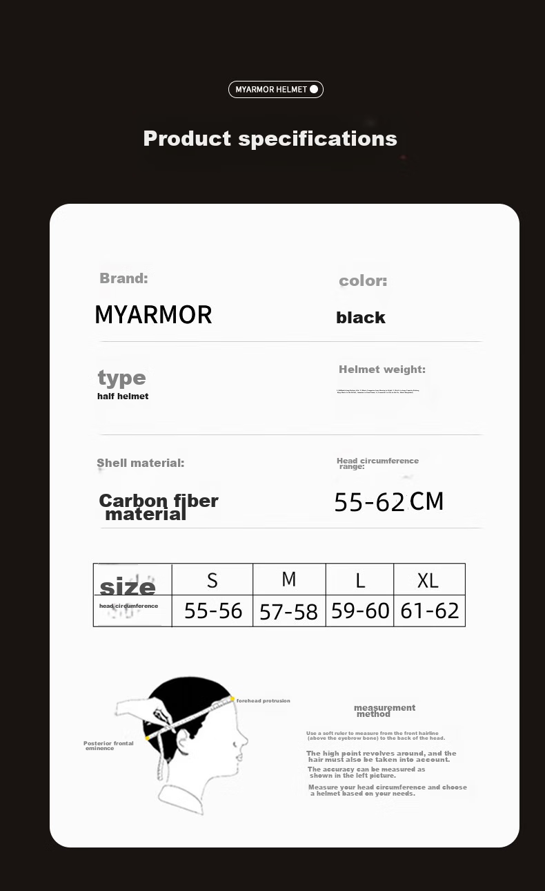 MYARMOR Carbon Fiber Electric Motorcycle Helmet New National Standard 3C Certified Summer Retro Half Helmet Unisex Lightweight Scooter Helmet Personalized Motorcycle Safety Helmet Black Gray Plaid XL  12