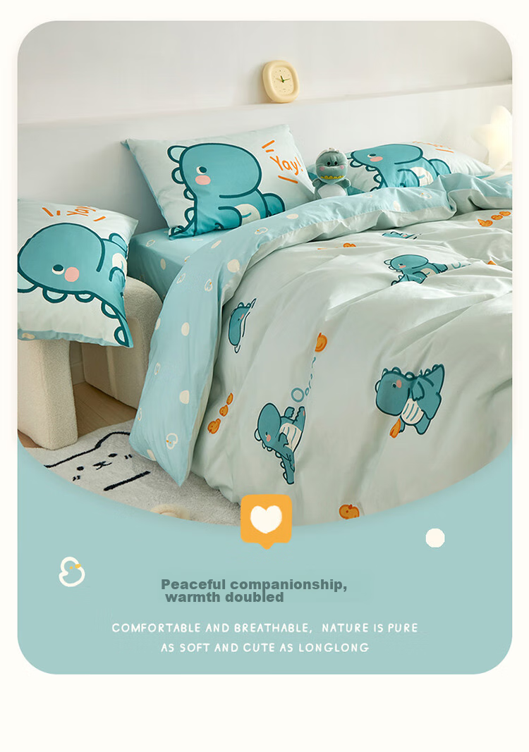 Dohia Cotton Bedding Set for Home, Three-Piece Student Dormitory Single Duvet Cover And Sheet Pure Cotton Set for 1.2m Bed 152*218cm 11