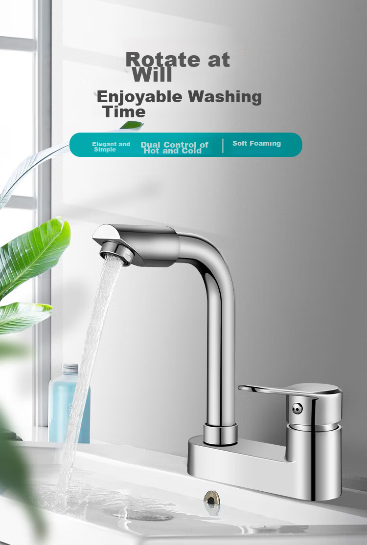 MEJUE Double-Hole Bathroom Sink Faucet, 360° Rotating Washbasin Tap, Hot And Cold Water Faucet, Z-012895 1