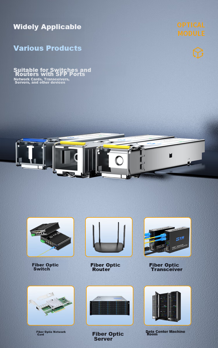 Guanghang Gigabit Optical Module SFP Optical Module 1.25G Single-Mode Optical Module Single-Mode Single-Fiber 1310nm/1550nm, 3KM, SC Interface One Pair GH-GE 8