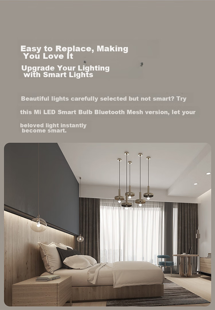 MIJIA Xiaomi LED Smart Bulb Bluetooth MESH Version, Xiao Ai Control, Home Use Globe Light Bulb, Adjustable Brightness And Color Temperature, 4.5W 3