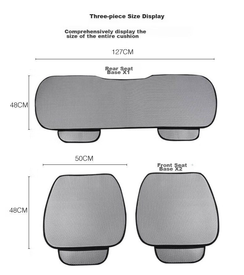 GREAT LIFE Car Seat Cushion, All-Season Universal Breathable Three-Piece Set, Single Piece Interior Seat Cover for Rear Seats, Non-Slip Car Seat Pad 20