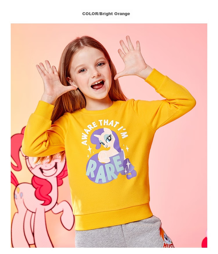 Baleno Children's Clothing Spring And Autumn 2022 My Little Pony Girls' Round Neck Sweatshirt Long Sleeve Top for Older Children 58B Light Blue 110cm 13
