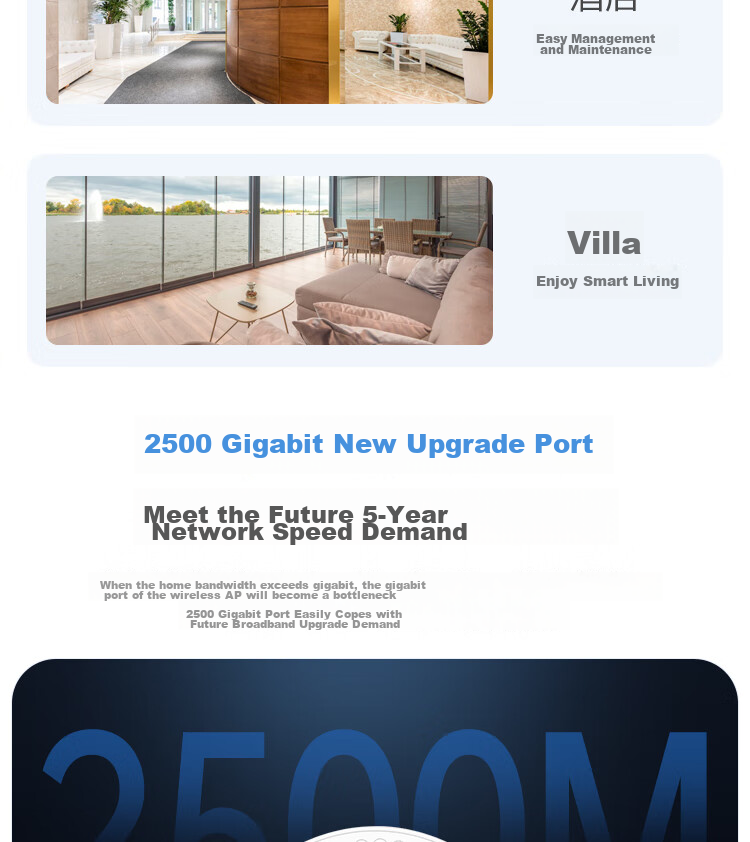 IKuai IK-HX6000 Dual-Band 6000Mbps Ceiling-Mounted AP, High-Performance Enterprise-Grade, 2.5G Ethernet Port, Standard PoE/12V DC Power Supply, AC Management 7
