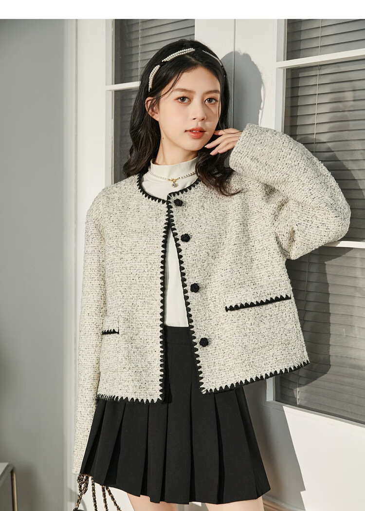 TonLion 2023 Women's Short Chanel-Style Jacket French Elegant Chic Top Black S 2