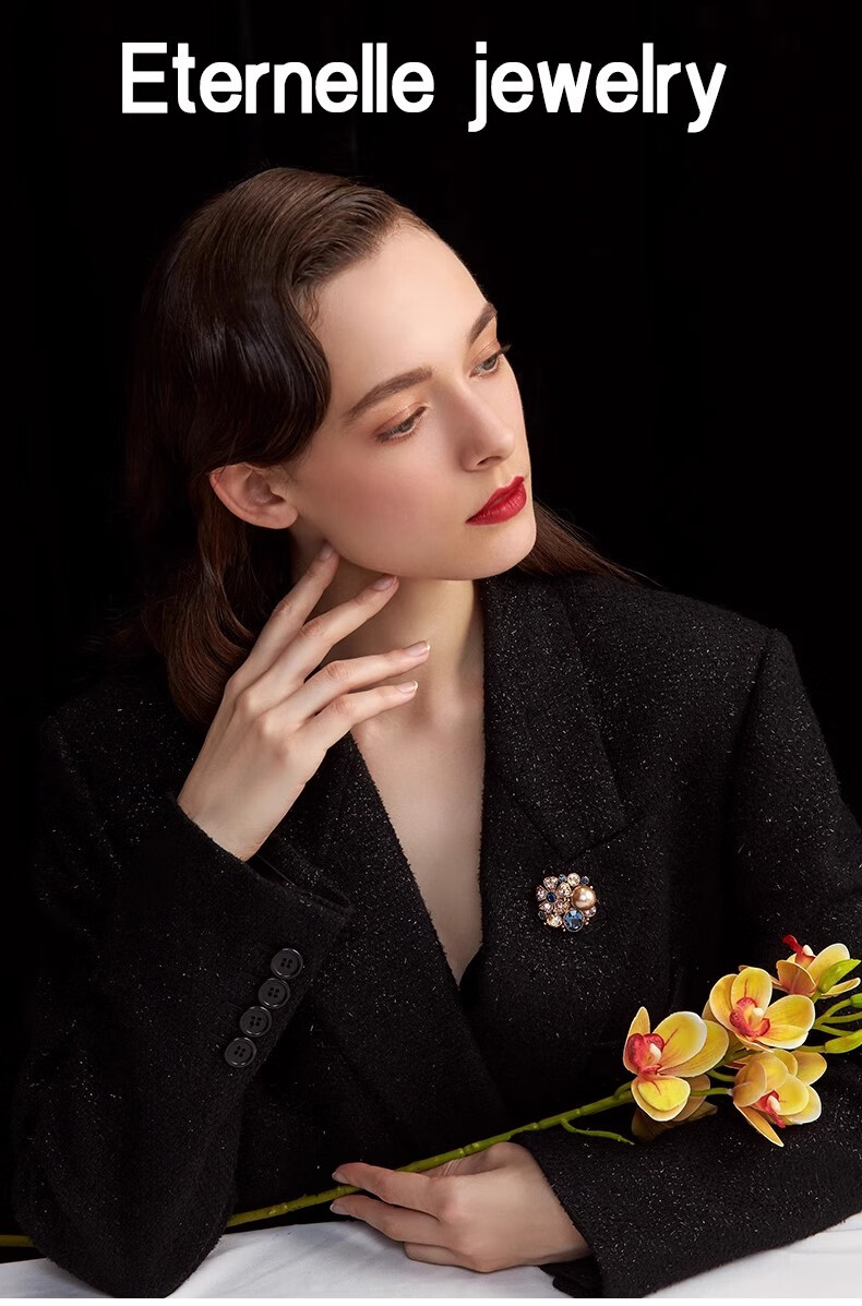 Eternelle French Eternal Austrian Crystal Brooch, Elegant Collar Pin Accessory, High-End Corsage, Birthday Gift 3