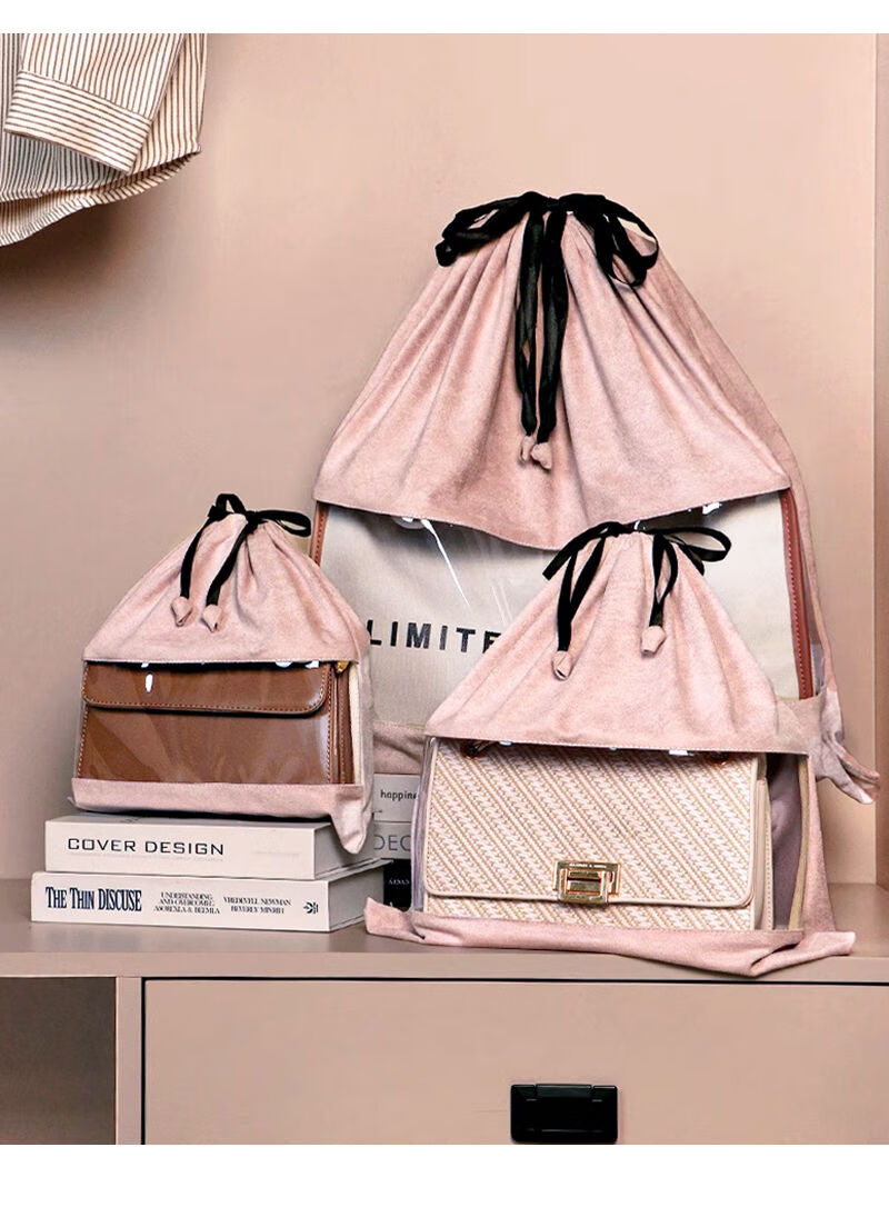 Yuanben Dust-Proof Storage Bag, Thickened Suede Leather, Transparent Visible Handbag, Front View Window Desig 1