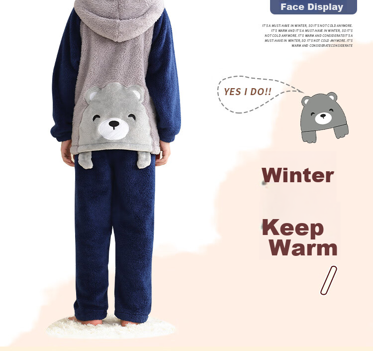 LangSha [Long Plush] Children's Pajamas, Boys' Home Wear Set, Autumn And Winter Style, Thickened Warm Baby Home Wear Set 11