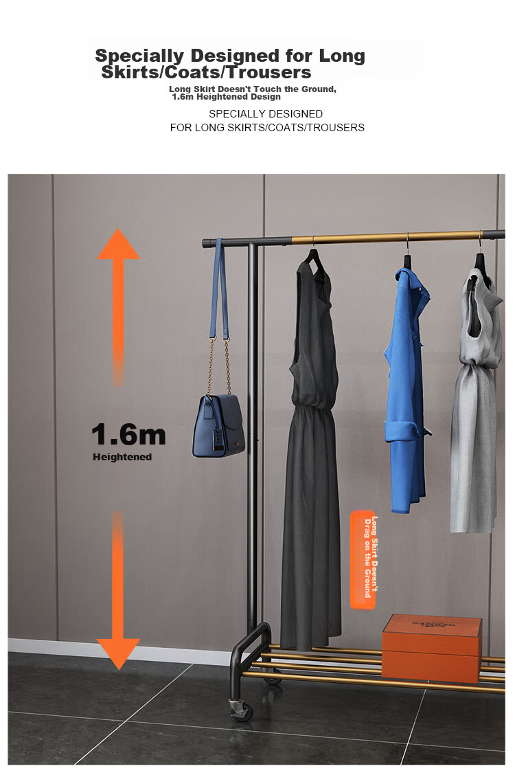 Yicainianhua Coat Rack, Floor-Standing Clothes And Hat Stand, Luxurious Bedroom Coat Hanger, Thickened Drying Rod, Multifunctional Bag Hanger, 2172-GDB 7
